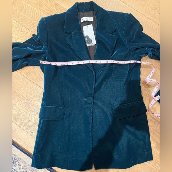 Mango forest green velvet blazer - Picture 3 of 4